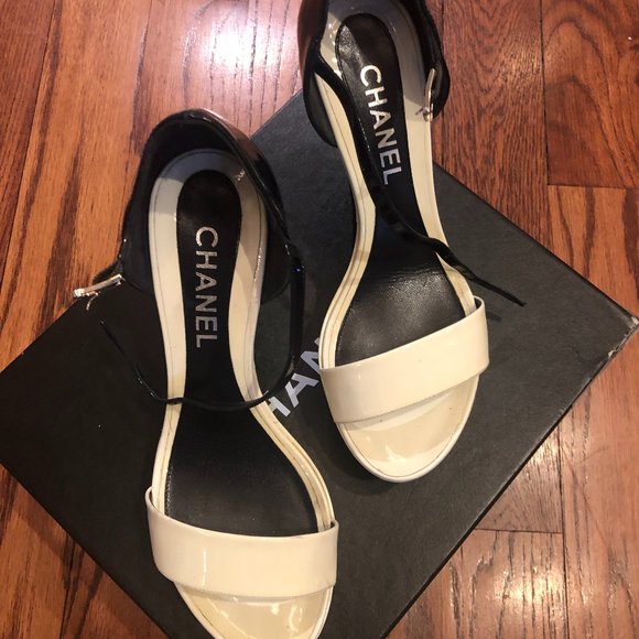CHANEL Leather & Satin Two Tone Platform An - Picture 5 of 7